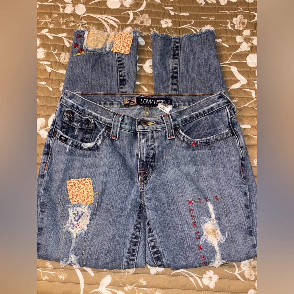 Cruel Girl Vintage Jeans Women's Size 11L Patches Straight Leg Distressed